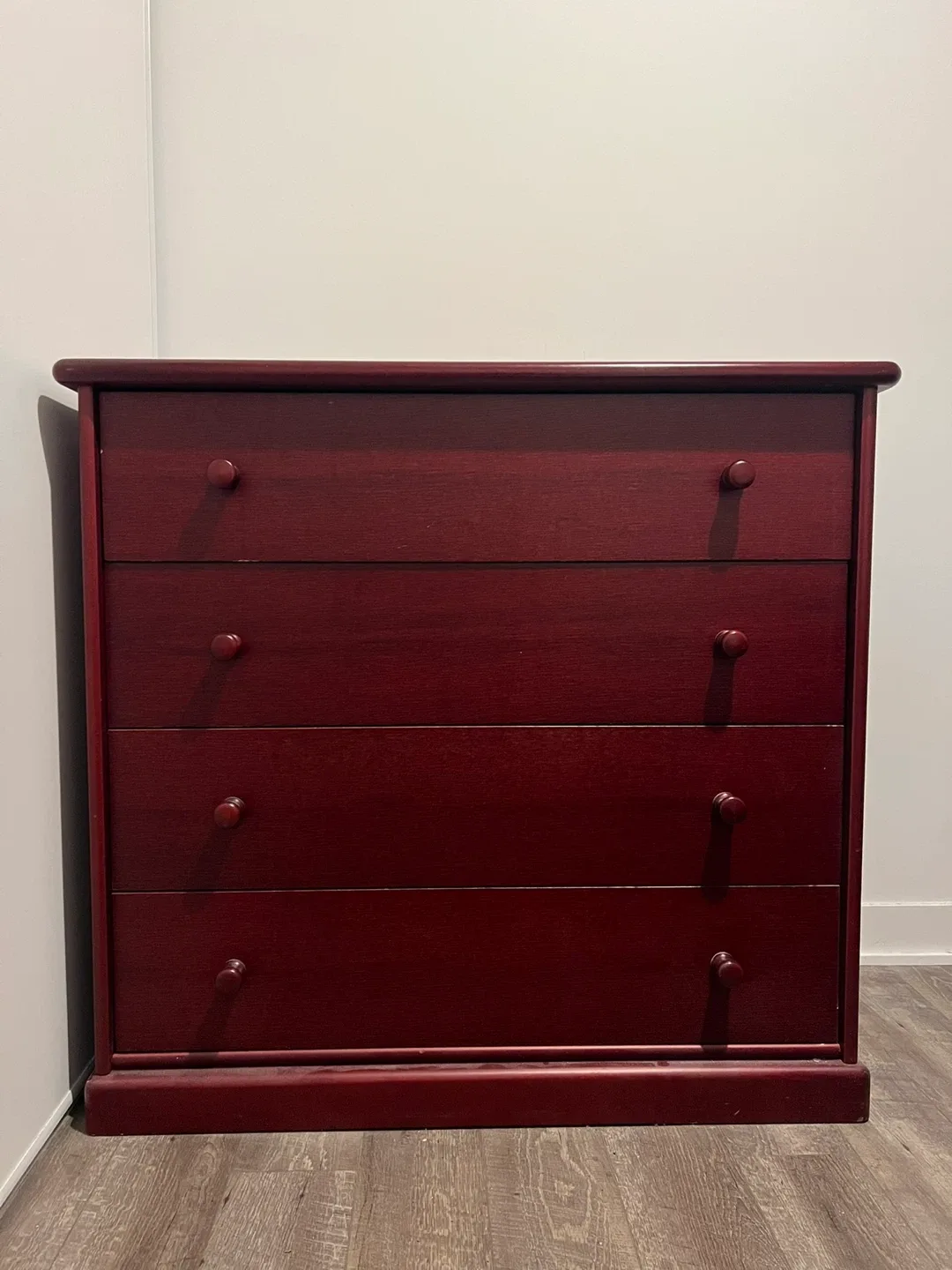 Red Wooden Dresser - 4 Drawers