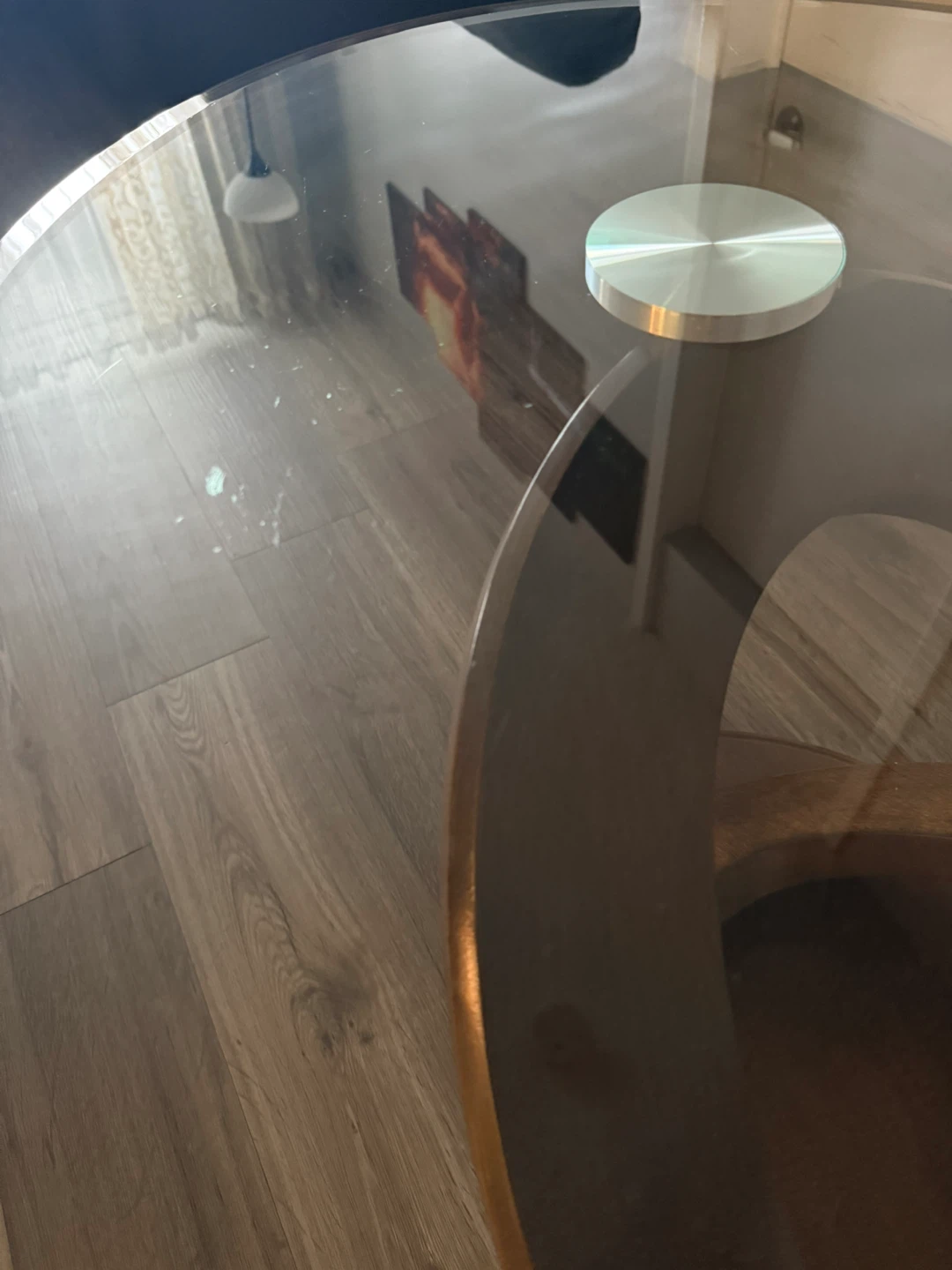 Glass Top Coffee Table with Wood Base - photo 4