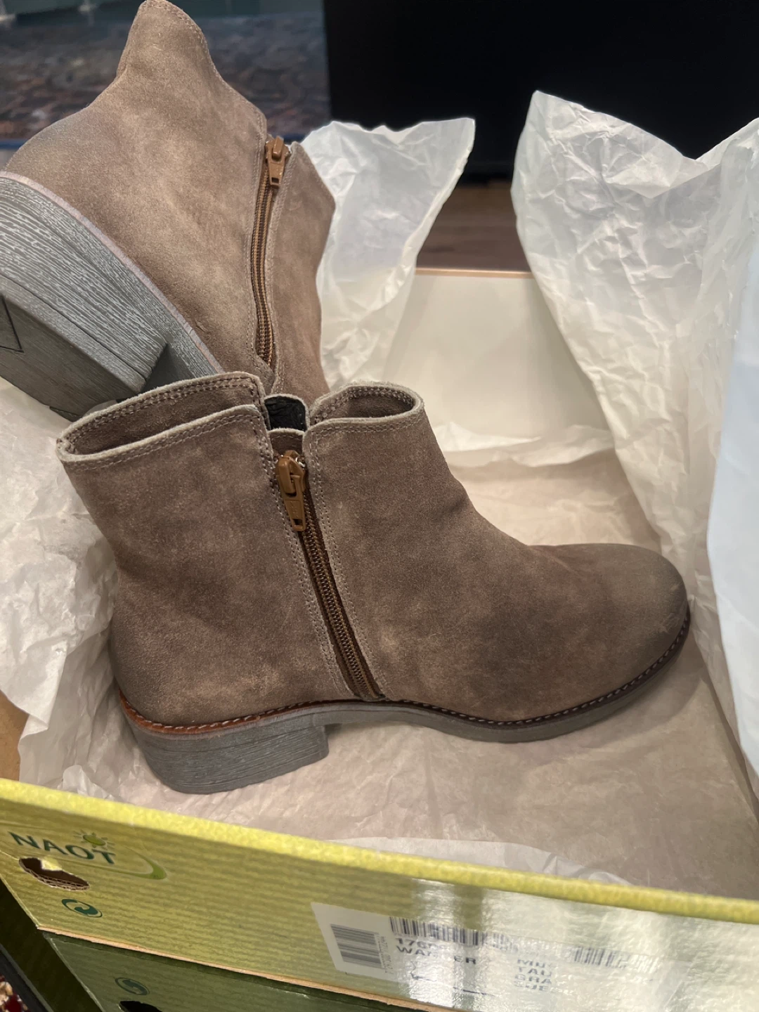 Naot Wander Taupe Suede Ankle Boots - Size 8 - photo 3