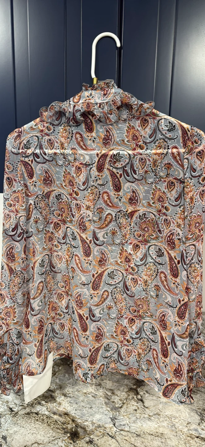 Feier Paisley Print Ruffle Blouse size M check more pictures - photo 2