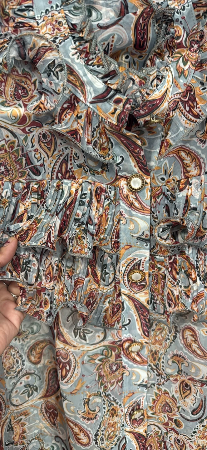 Feier Paisley Print Ruffle Blouse size M check more pictures - photo 3