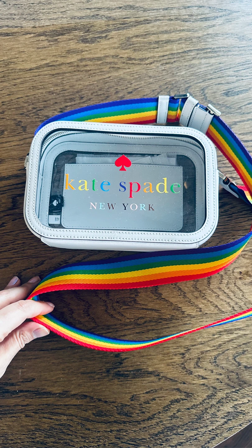 Kate Spade Clear Belt Bag with Rainbow Strap