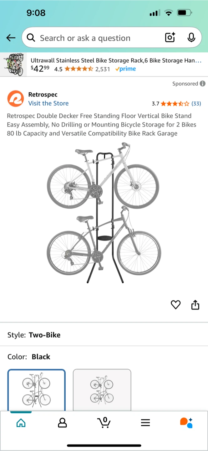 Retrospec Two-Bike Floor Stand - Black - photo 2