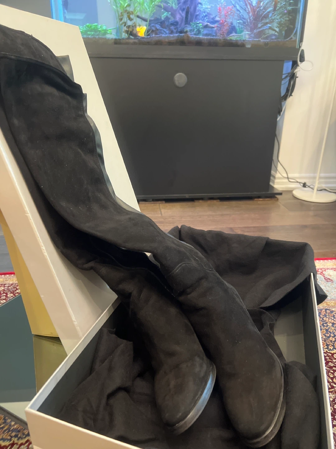 Holt Renfrew Black Suede Over-the-Knee Boots - Size 8