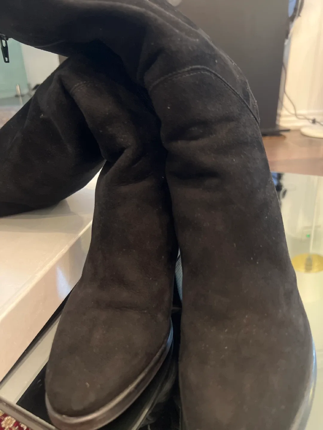 Holt Renfrew Black Suede Over-the-Knee Boots - Size 8 image indicator(6)