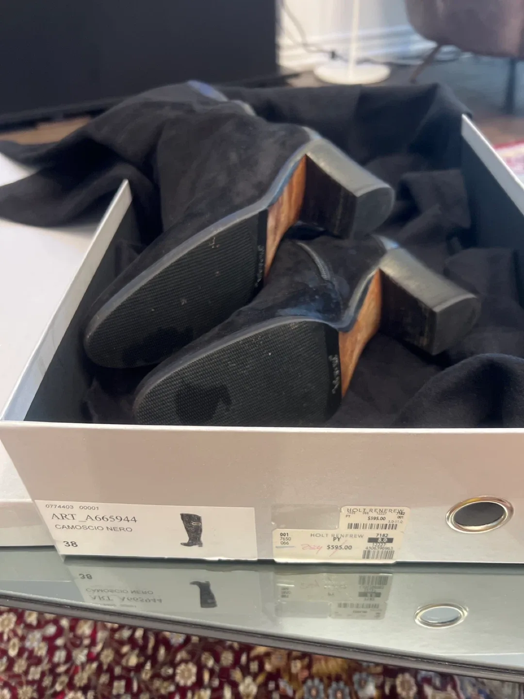 Holt Renfrew Black Suede Over-the-Knee Boots - Size 8 image indicator(2)