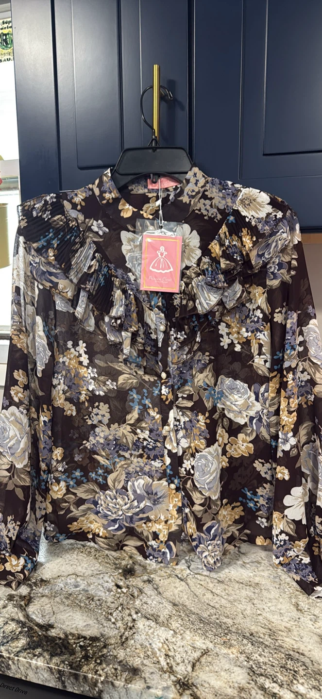 New Floral Ruffle Blouse size M check more pictures