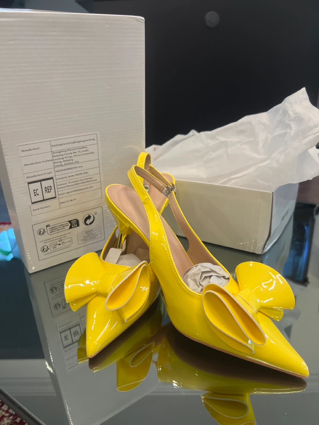Yellow Patent Leather Heels Size 41