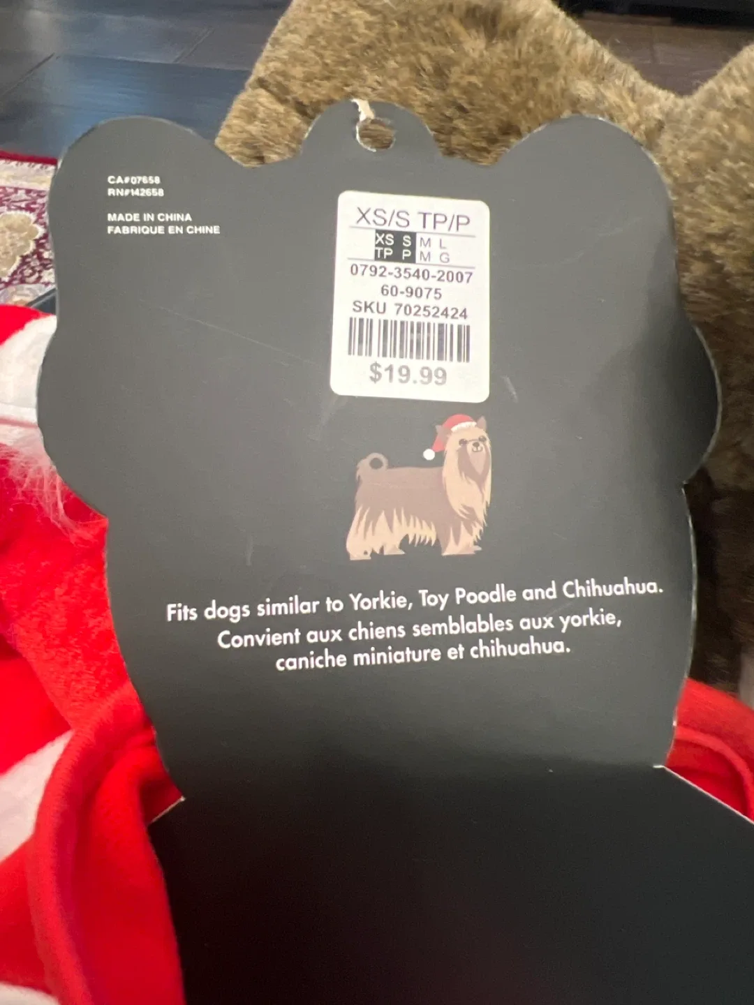 Falala Love Dog Santa Outfit - Size XS/S image indicator(3)