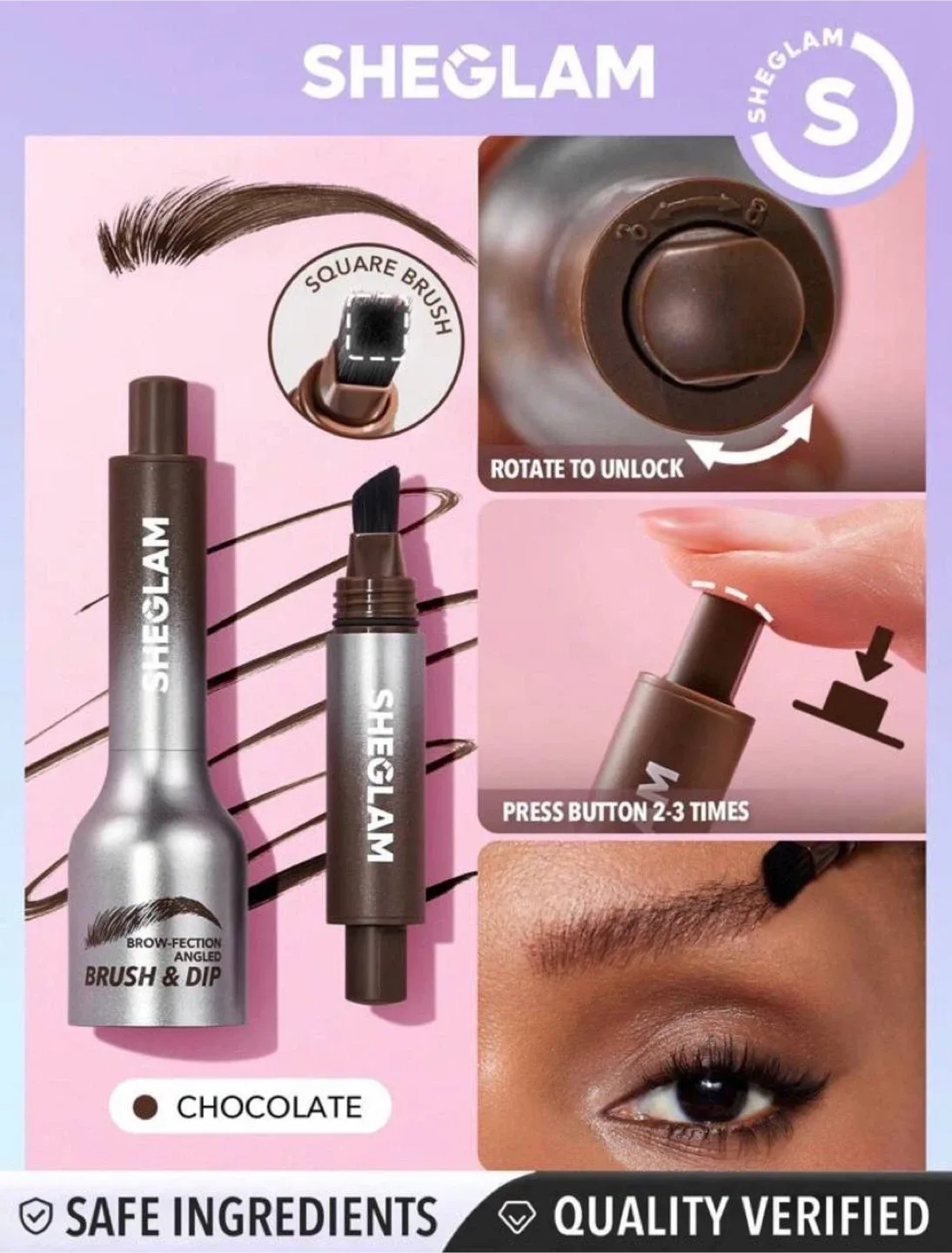 SHEGLAM Brow-fection Angled Brush & Dip,chocolate thumbnail