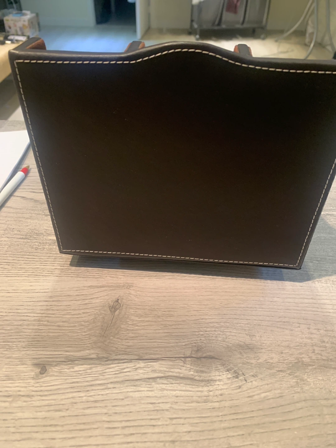 Brown Faux Leather Desk Organizer - photo 2