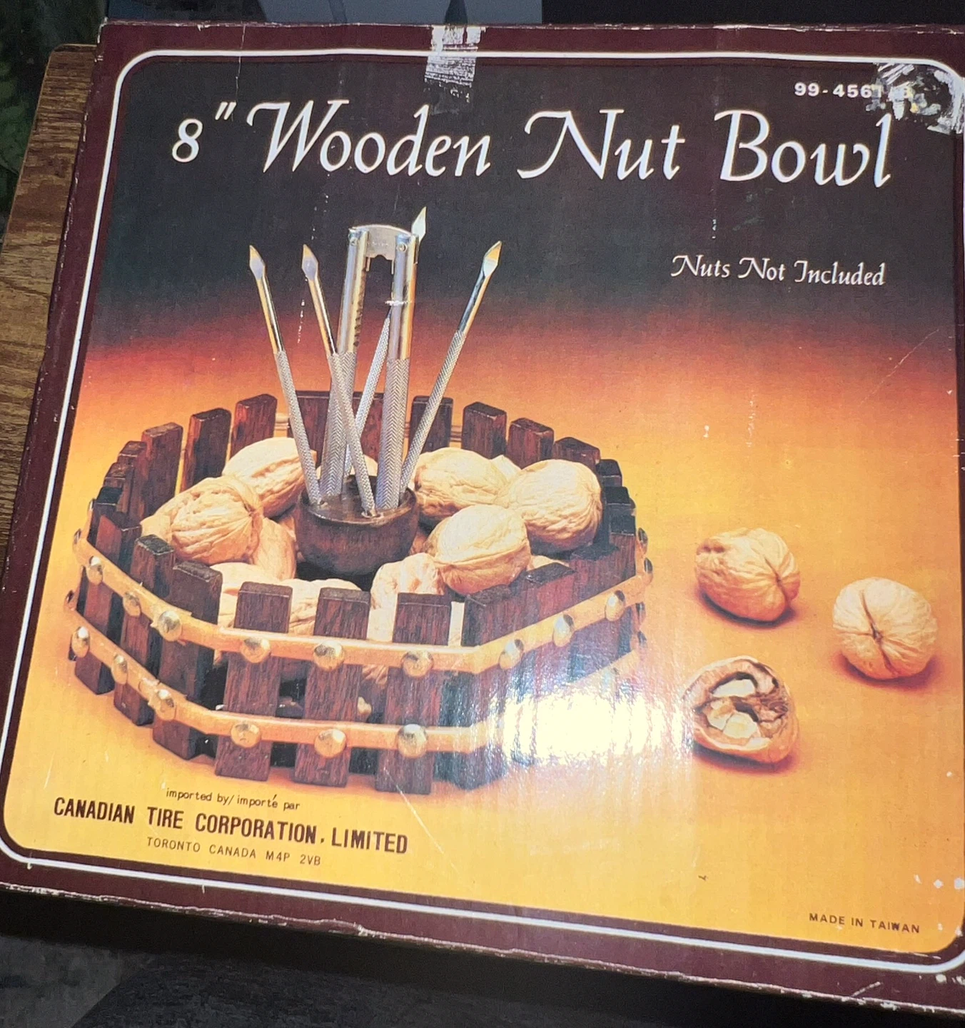 8" Wooden Nut Bowl with Metal Cracker & Picks - photo 2