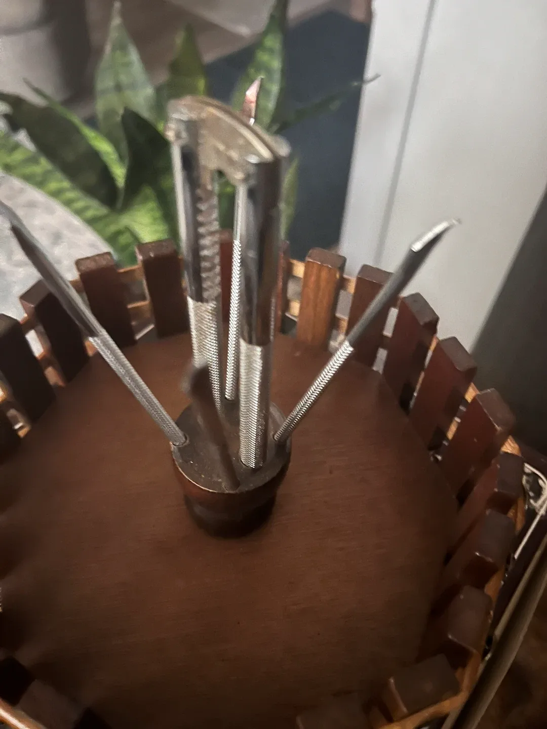 8" Wooden Nut Bowl with Metal Cracker & Picks image indicator(4)