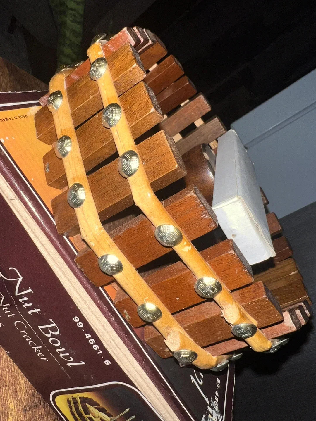 8" Wooden Nut Bowl with Metal Cracker & Picks image indicator(6)