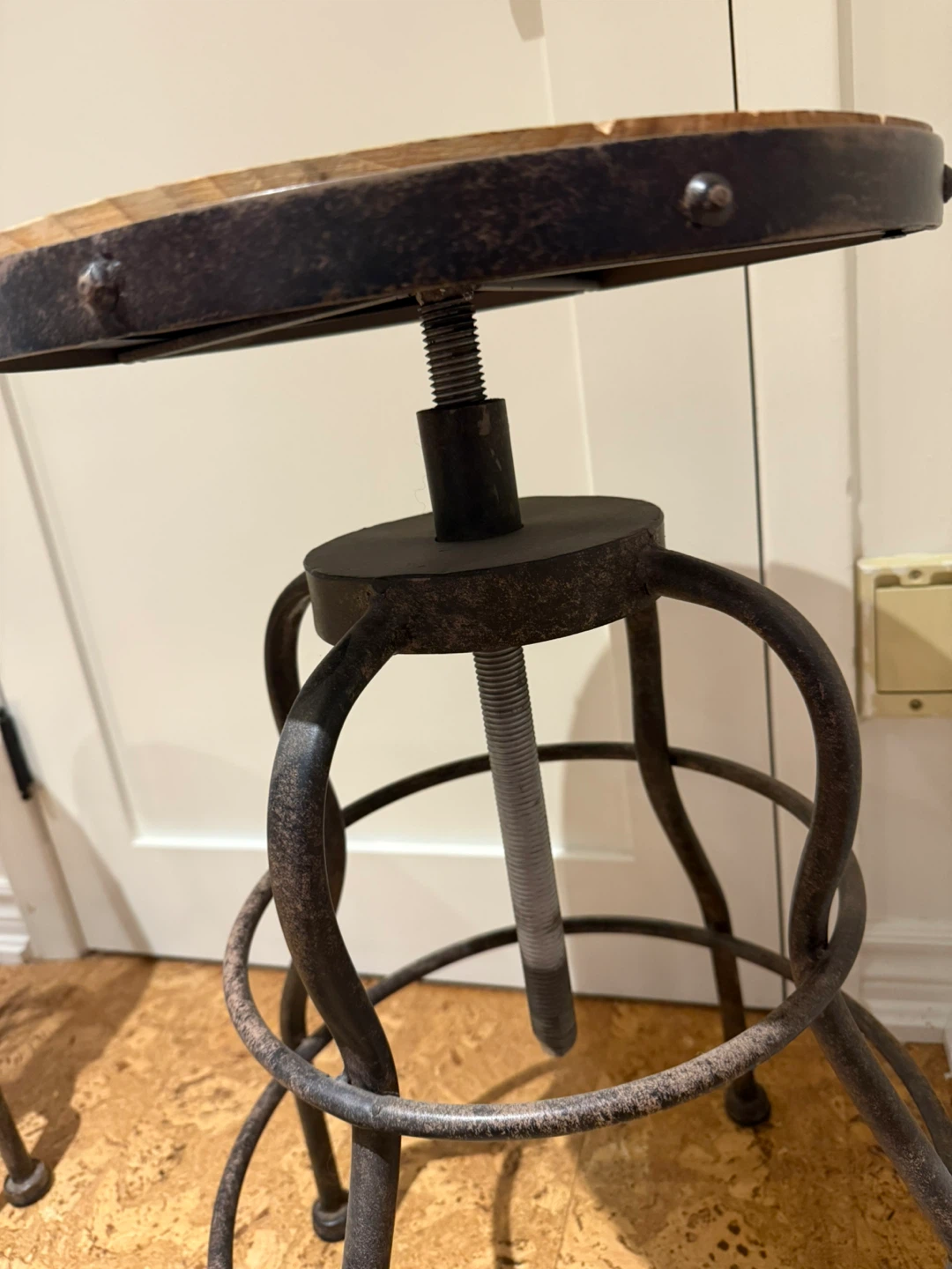 Set of 3 Wood & Metal Adjustable Stools - photo 5