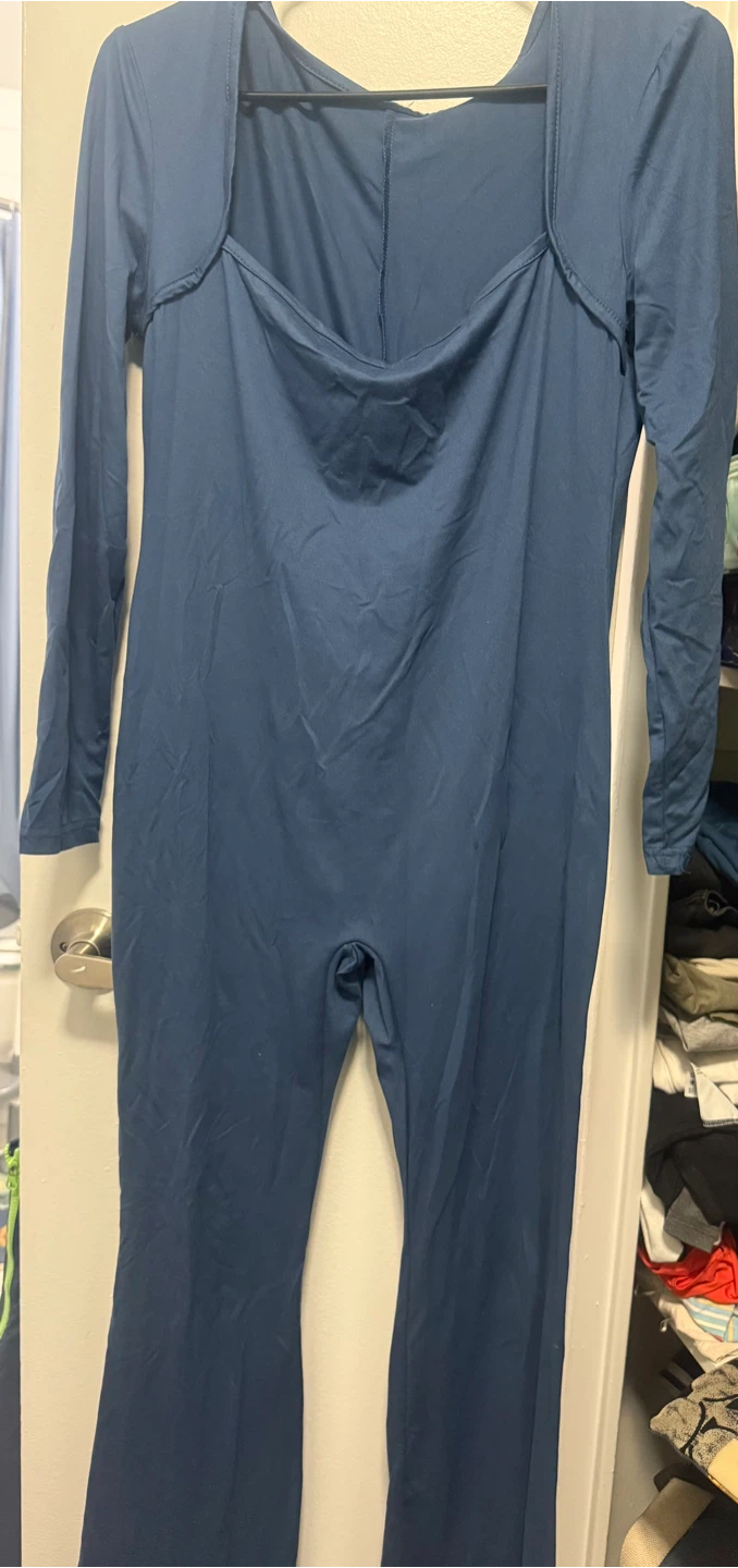 Blue Long Sleeve Jumpsuit
