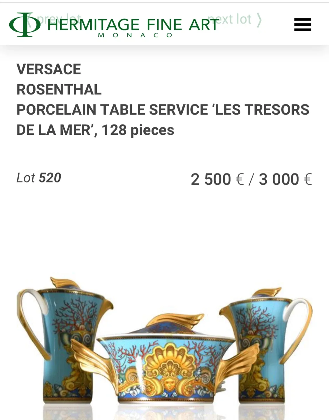 Versace Les Tresors De La Mer Tea Set image indicator(2)