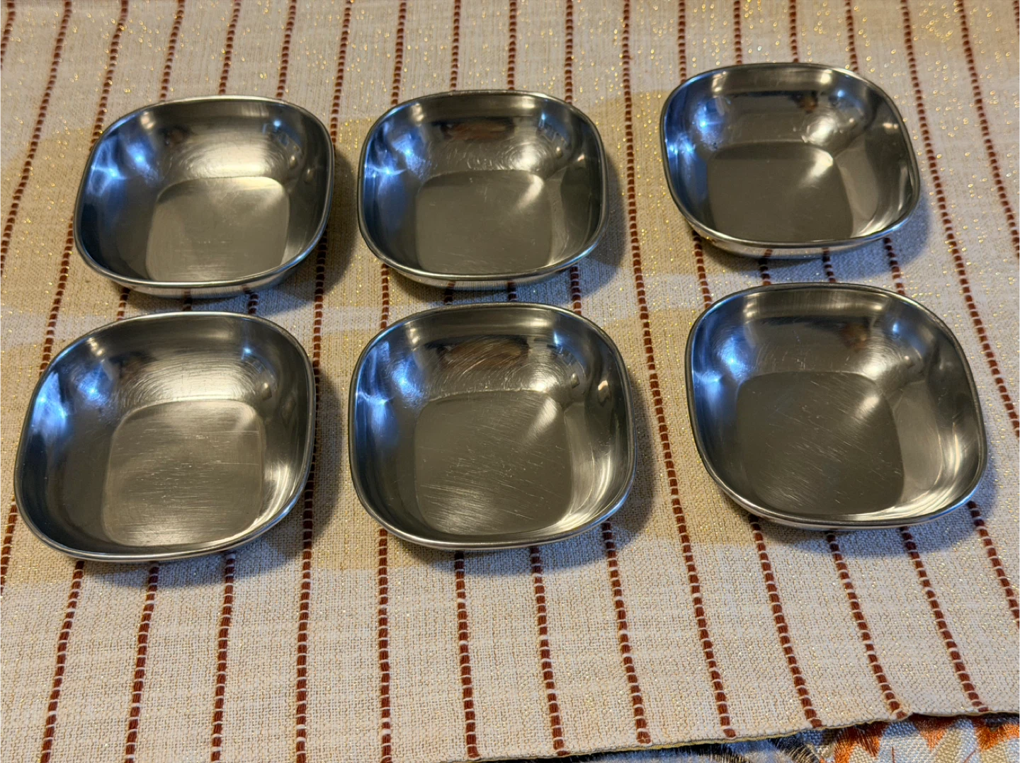 Set of 6 Stainless Steel Square Bowls