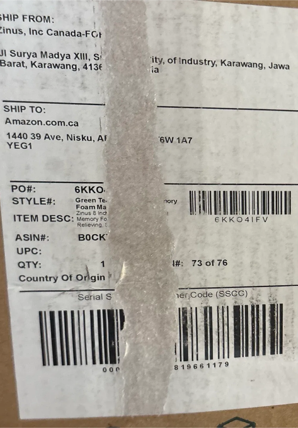 Zinus Green Tea Memory Foam Mattress - New in Box image indicator(2)