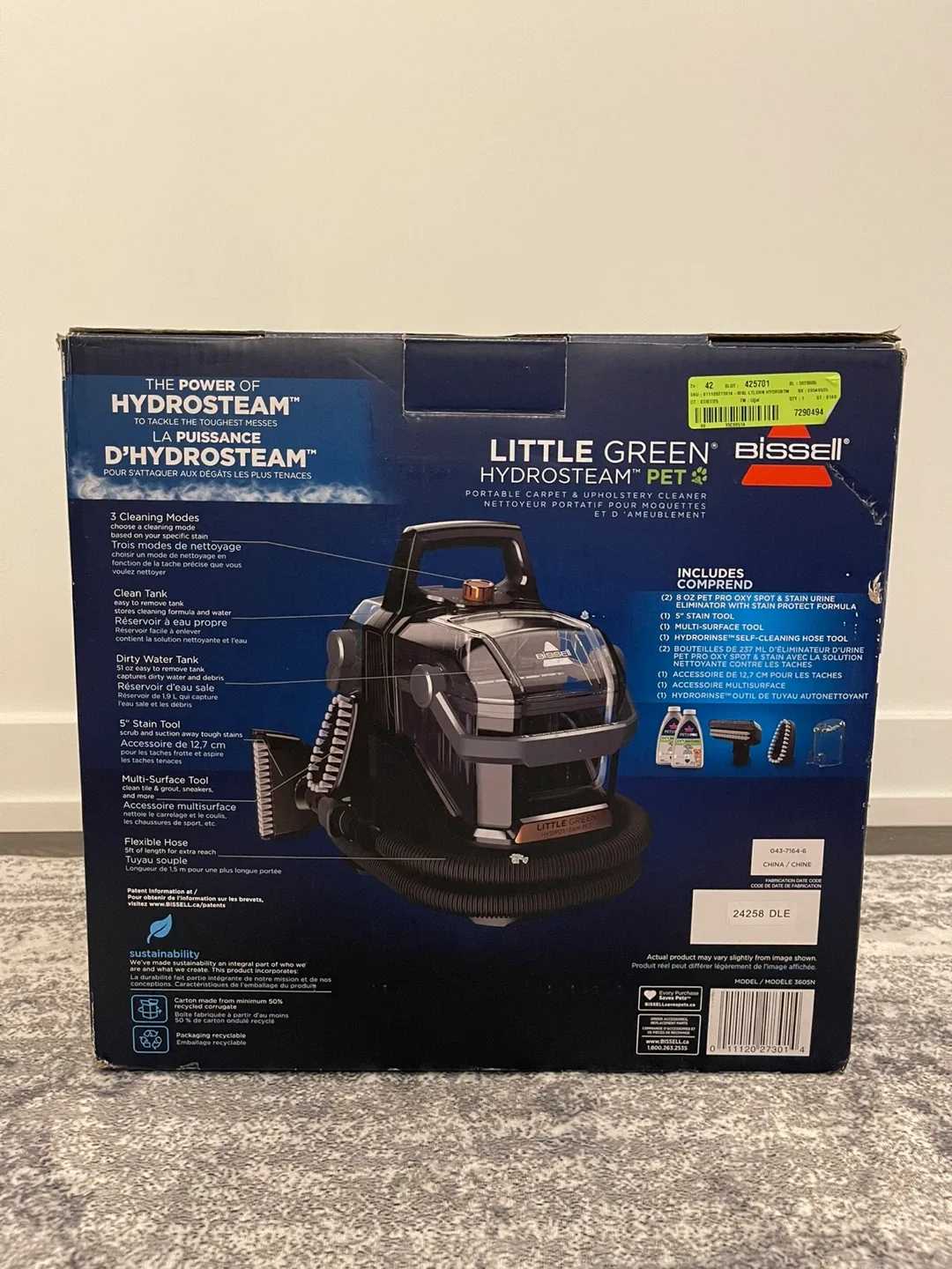Bissell Little Green HydroSteam Pet Portable Carpet Cleaner image indicator(2)