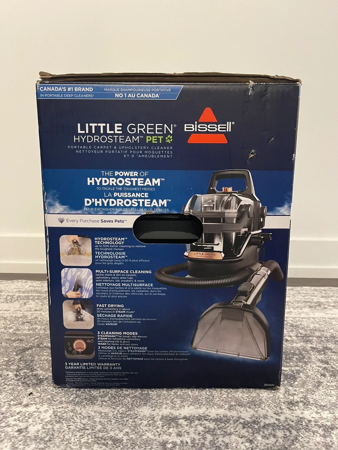 Bissell Little Green HydroSteam Pet Portable Carpet Cleaner image indicator(5)