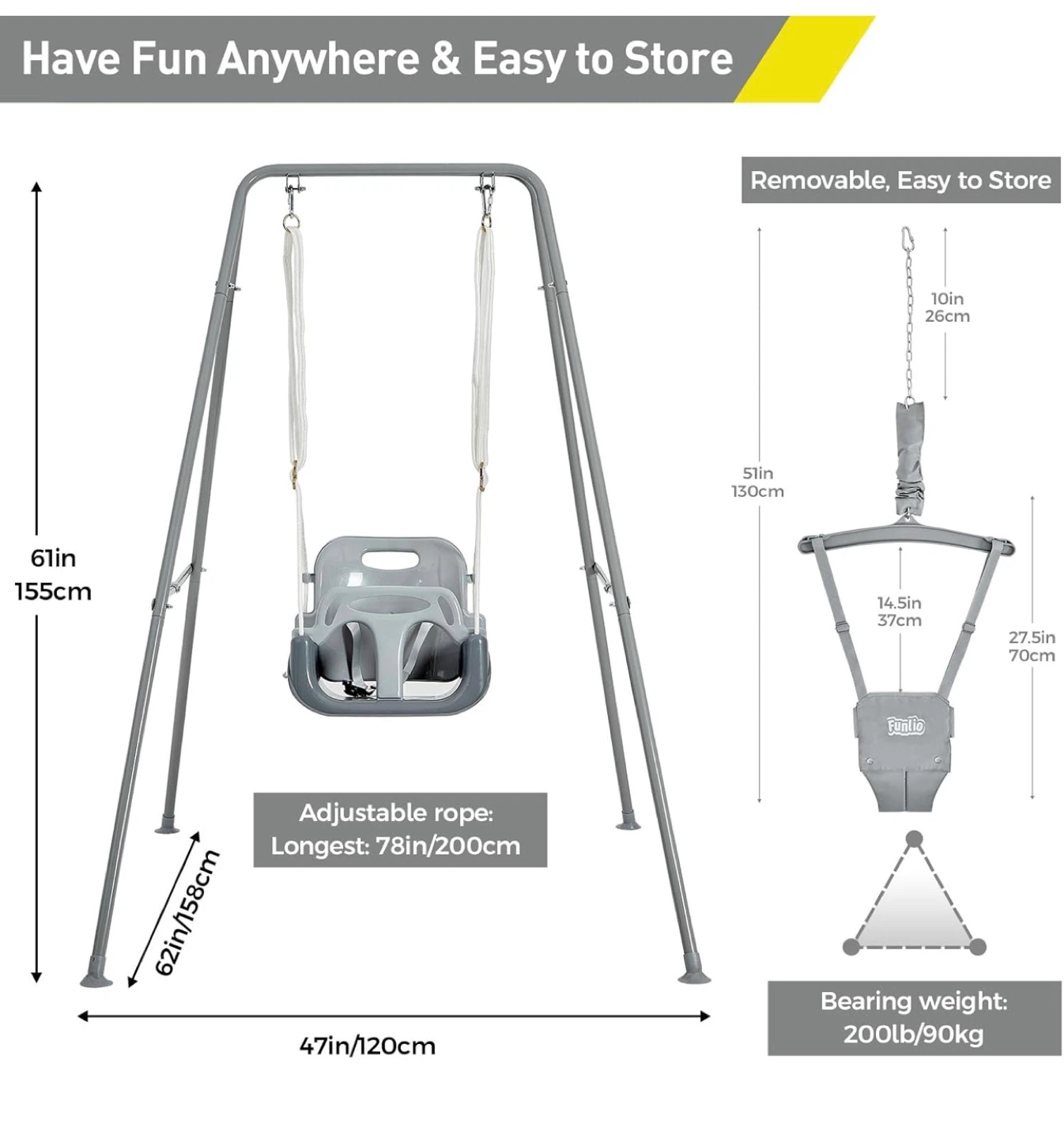 New Funlio 2-in-1 Swing Set & Baby Jumper - photo 2