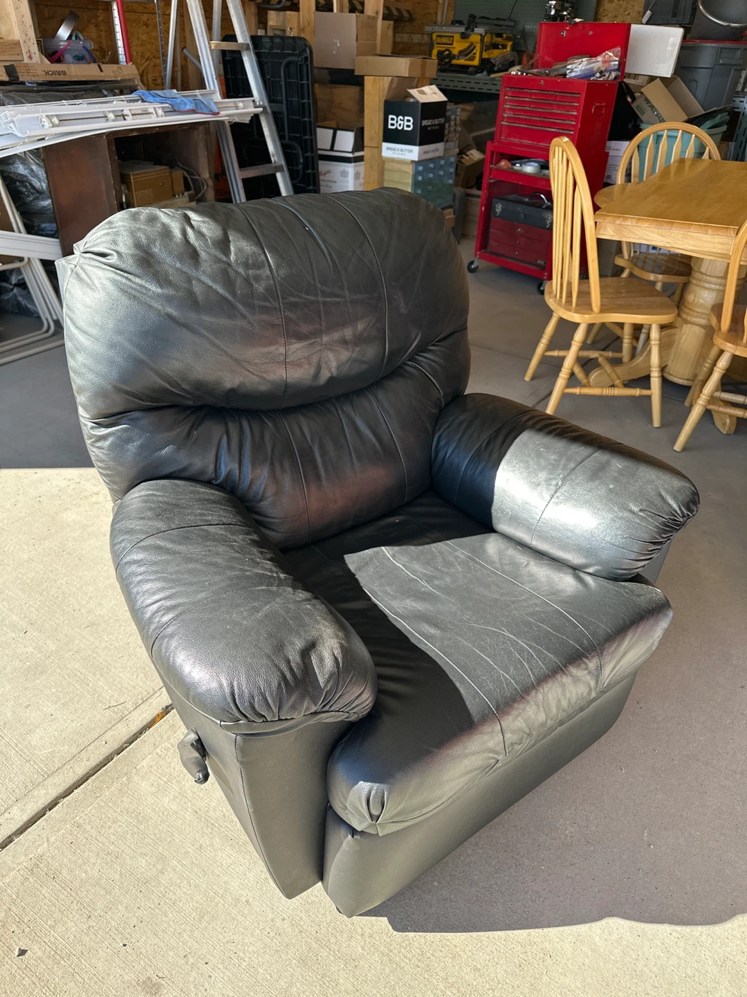 Black Leather Recliner Chair.  SOLD
