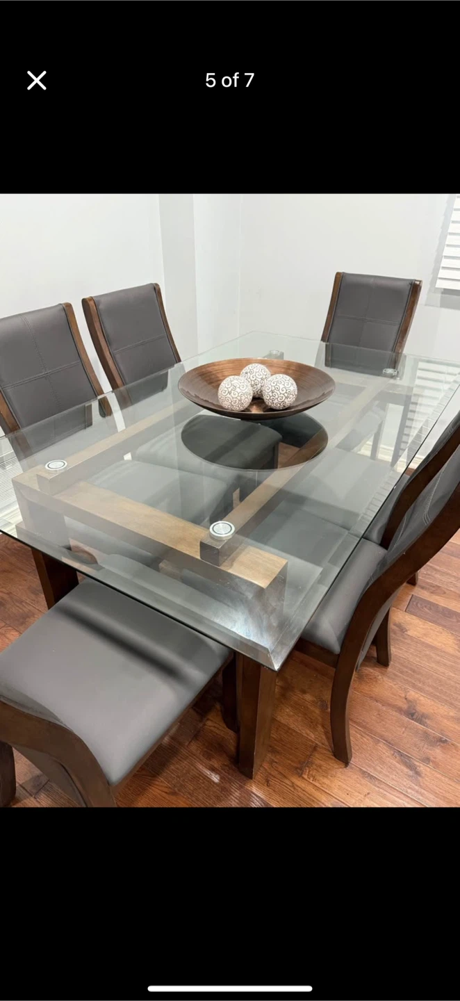 Glass Top Dining Table with 6 Chairs - photo 4