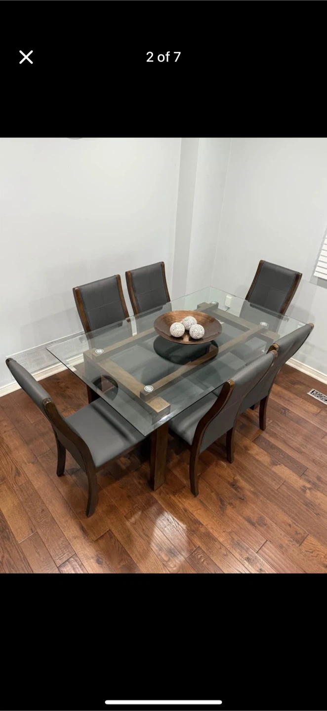 Glass Top Dining Table with 6 Chairs - photo 2