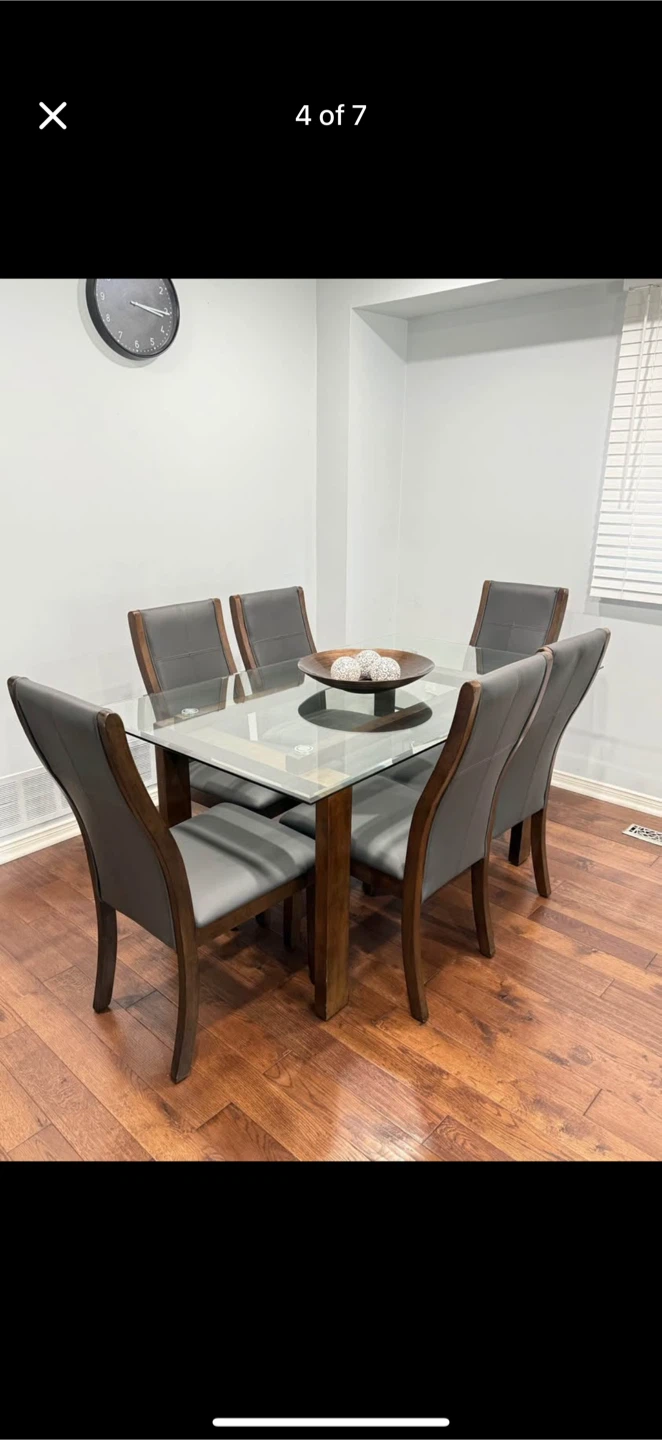 Glass Top Dining Table with 6 Chairs - photo 3