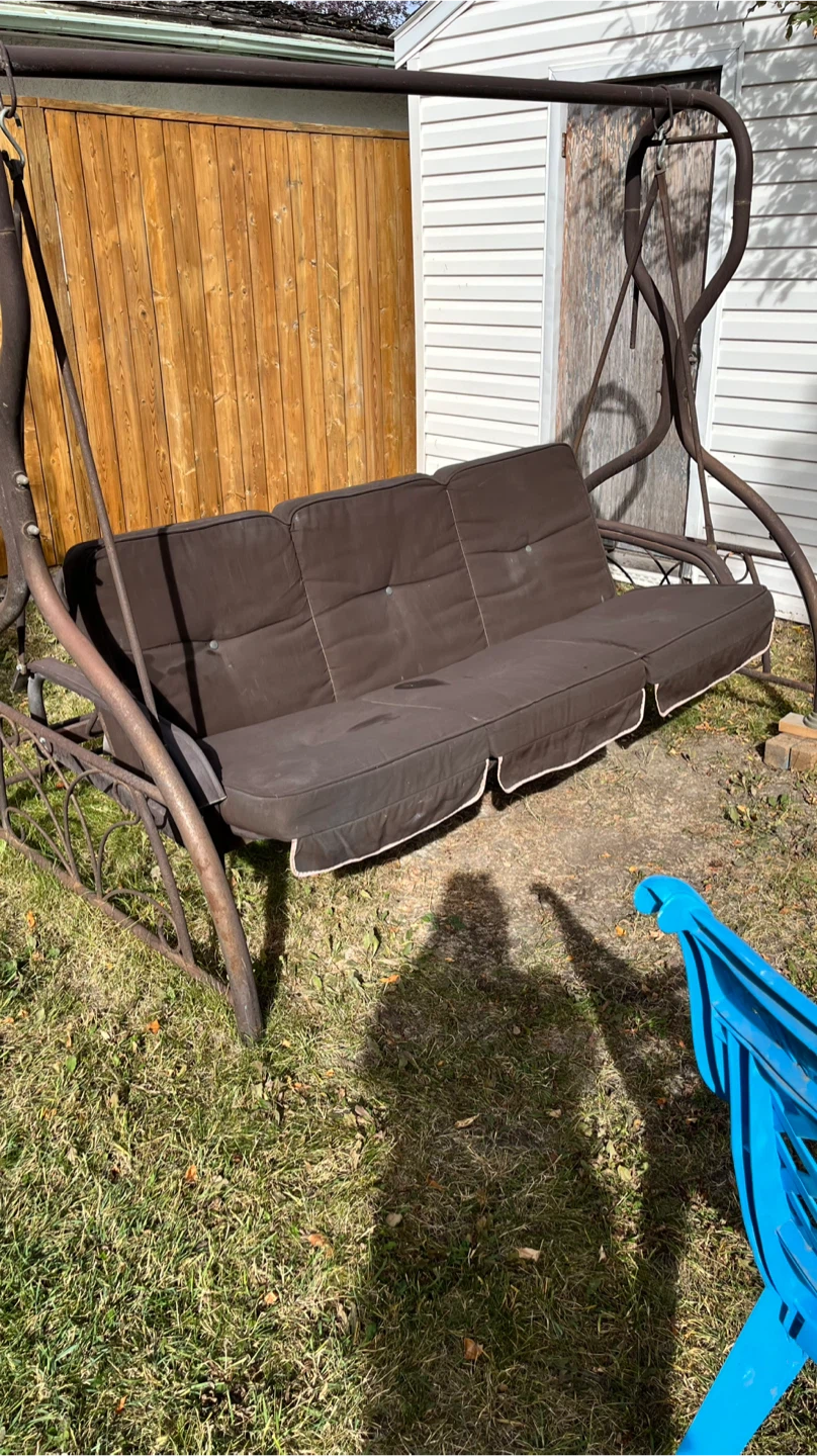 Brown Metal Outdoor Patio Swing