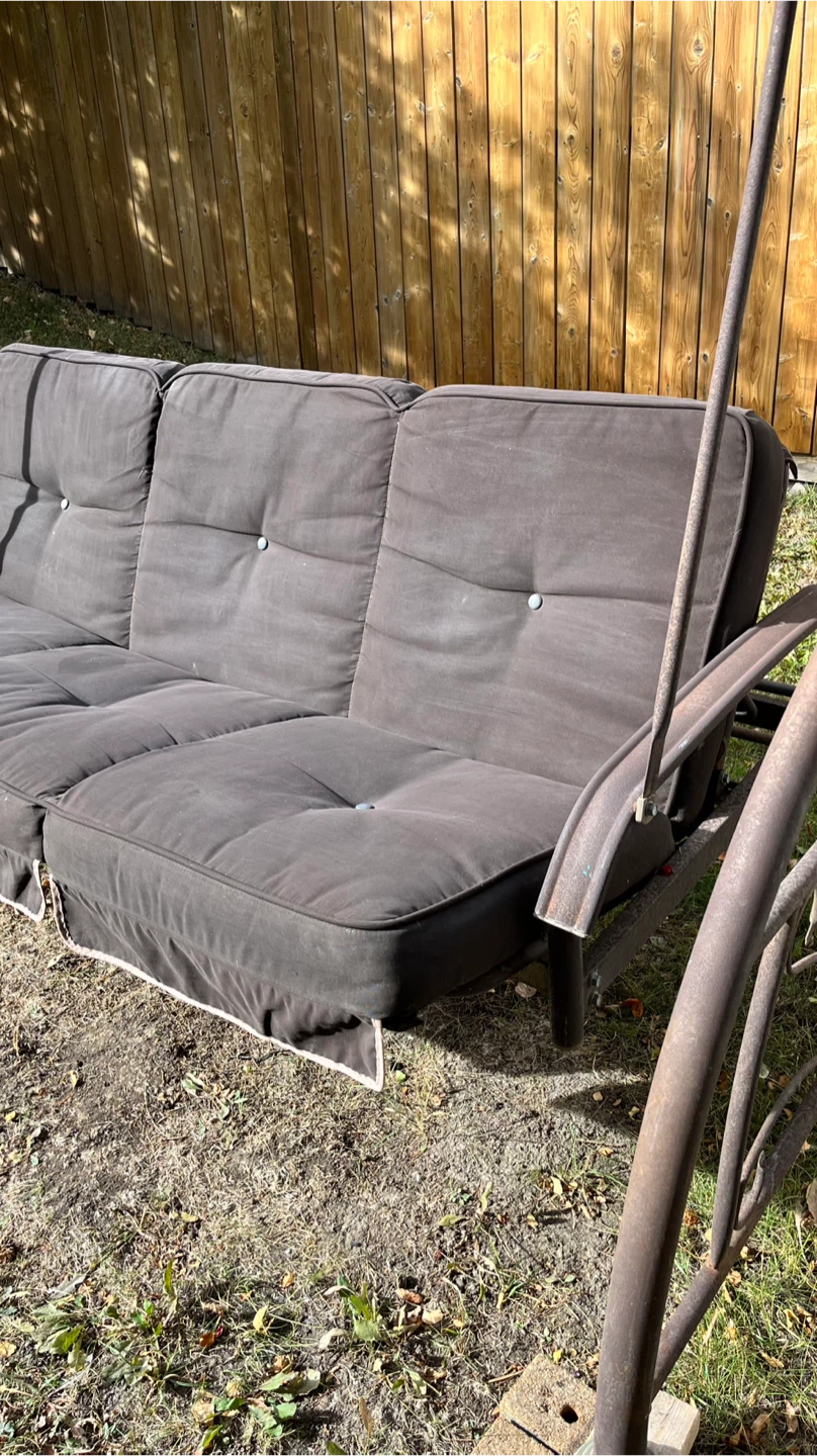 Brown Metal Outdoor Patio Swing - photo 3