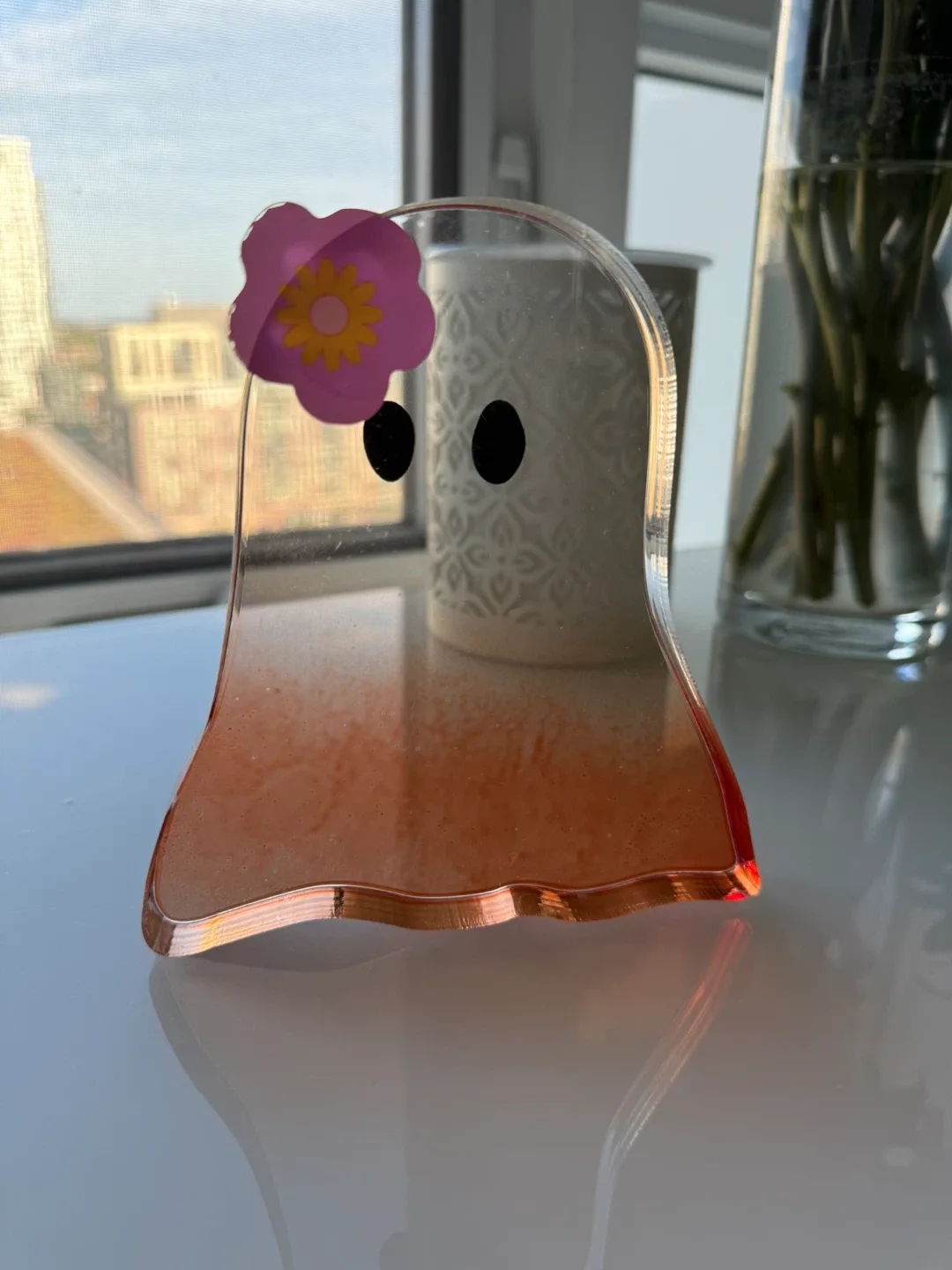 Cute Halloween Ghost Decoration with Flower thumbnail