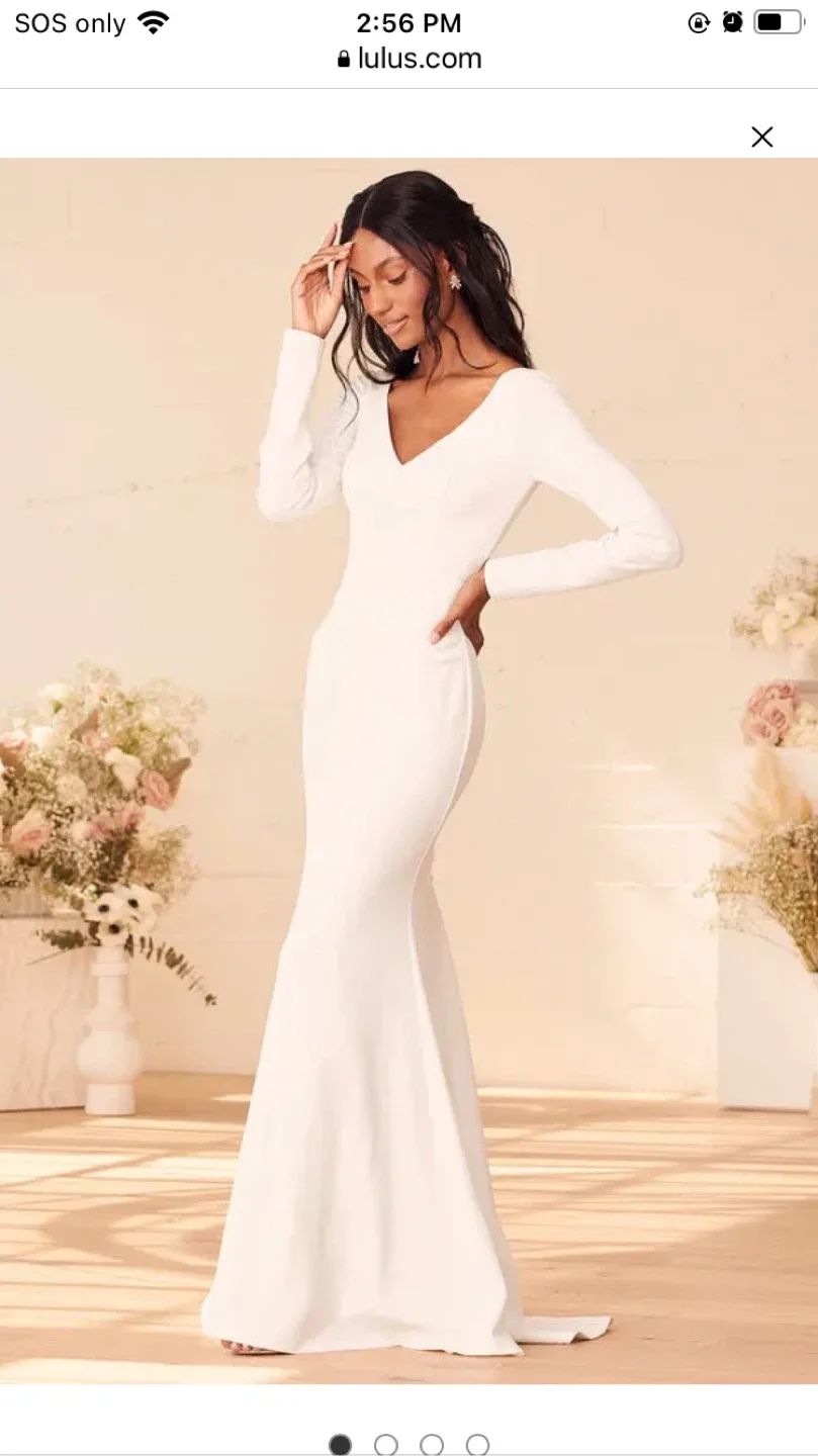 Lulus White Long Sleeve Maxi Wedding Dress image indicator(2)