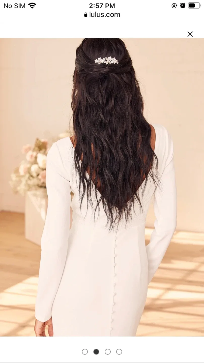 Lulus White Long Sleeve Maxi Wedding Dress image indicator(5)