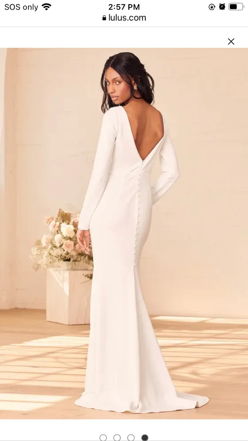 Lulus White Long Sleeve Maxi Wedding Dress image indicator(3)