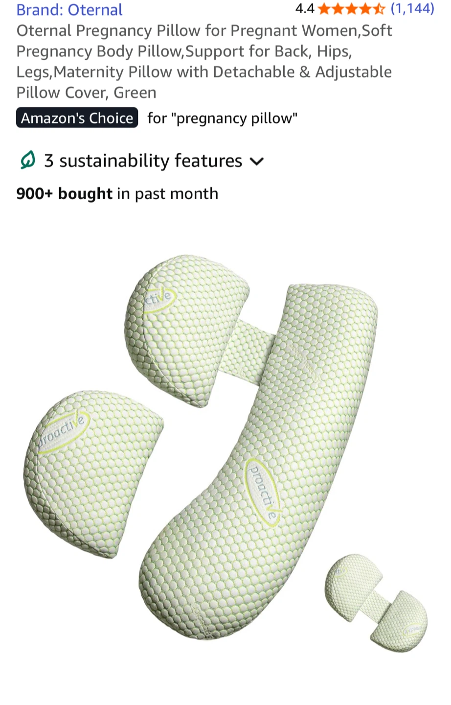 Oternal Pregnancy Pillow - Support for Back, Hips, Legs - photo 2