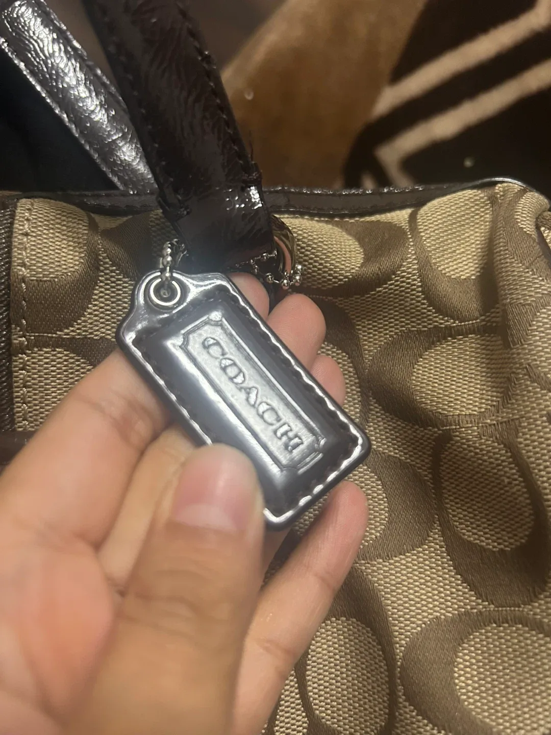 Coach Signature Brown Satchel Bag image indicator(2)