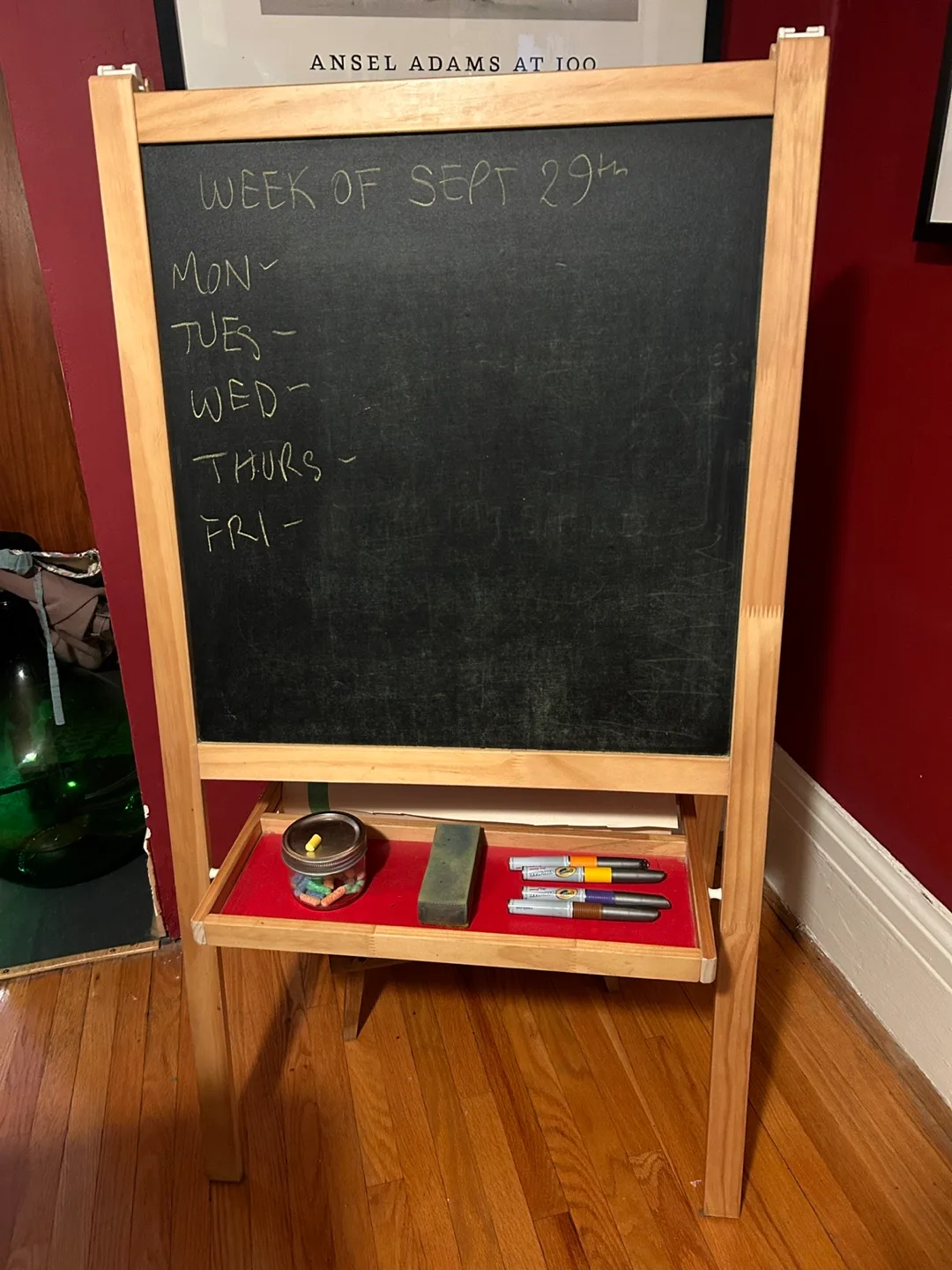 IKEA Mala Wooden Easel with Chalkboard & Whiteboard image indicator(2)