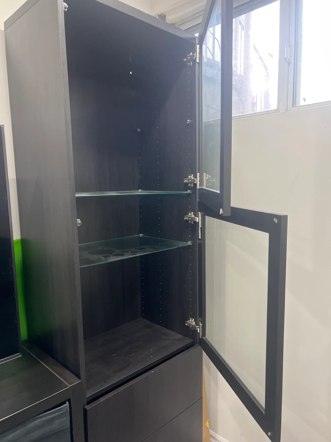 Dark Brown Cabinet with Glass Doors - photo 2