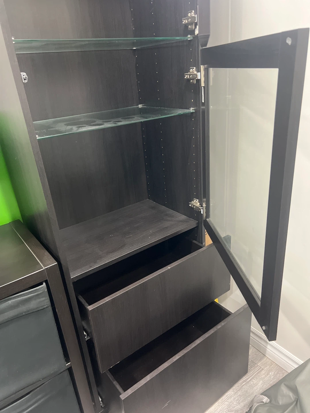Dark Brown Cabinet with Glass Doors - photo 4