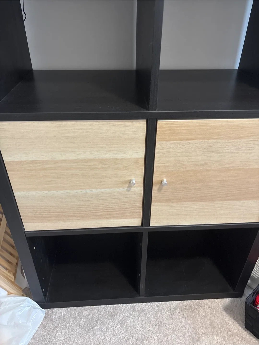 IKEA Kallax Shelf Unit with Doors - Black/Wood image indicator(3)