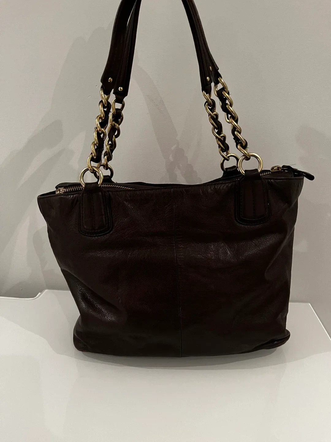 Coach Dark Brown Leather Tote Bag image indicator(3)