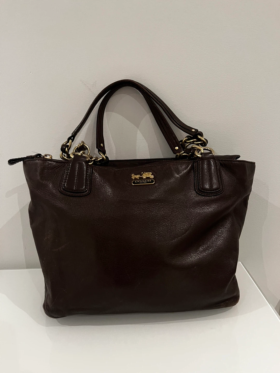 Coach Dark Brown Leather Tote Bag
