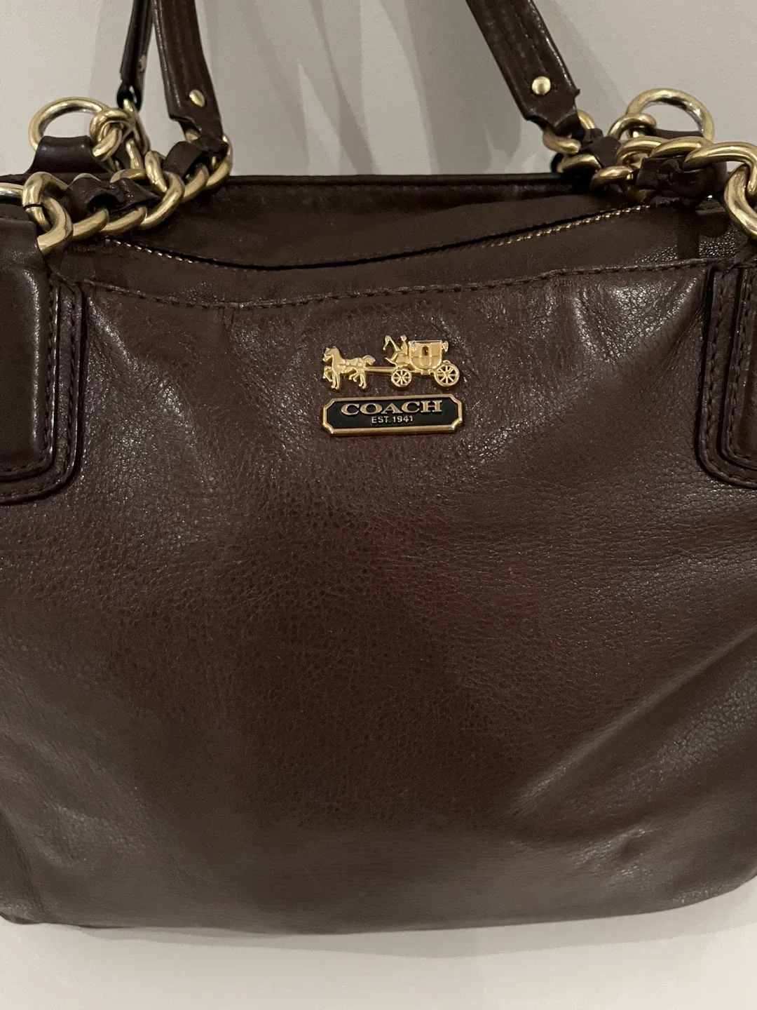 Coach Dark Brown Leather Tote Bag image indicator(2)
