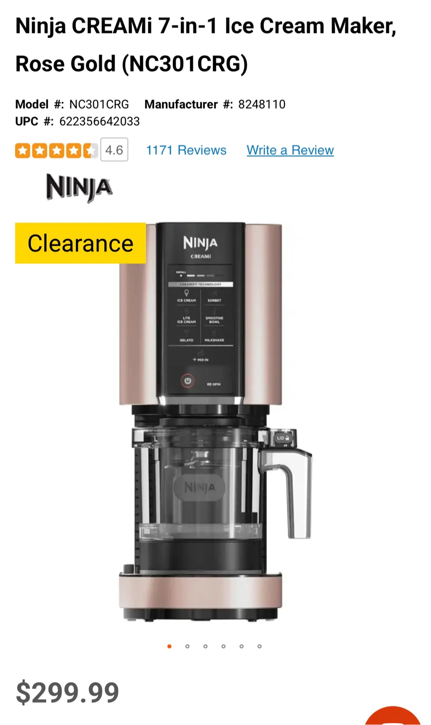 Ninja CREAMi 7-in-1 Ice Cream Maker (NC301CRG)