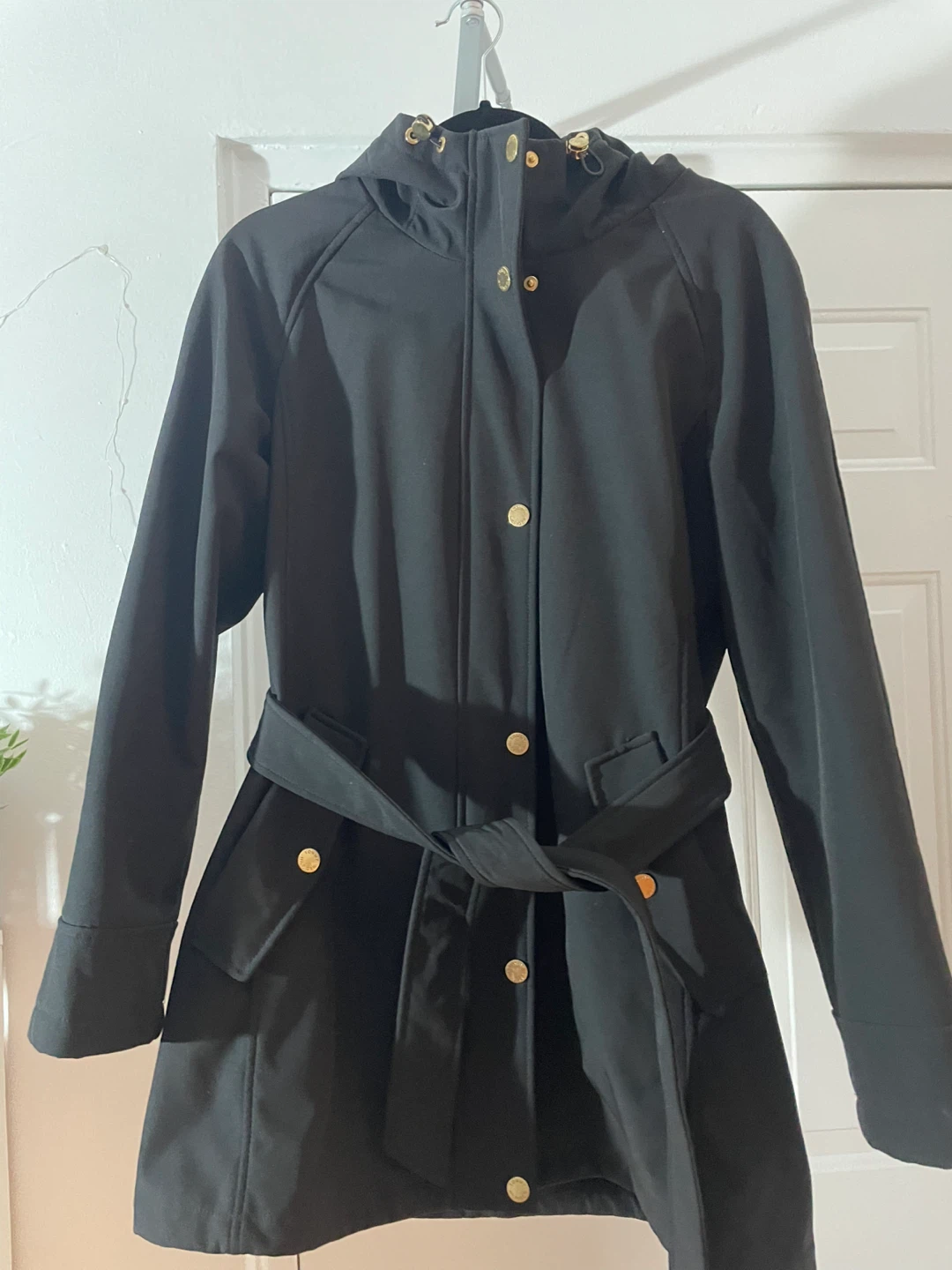 Tommy Hilfiger Black Belted Rain Jacket