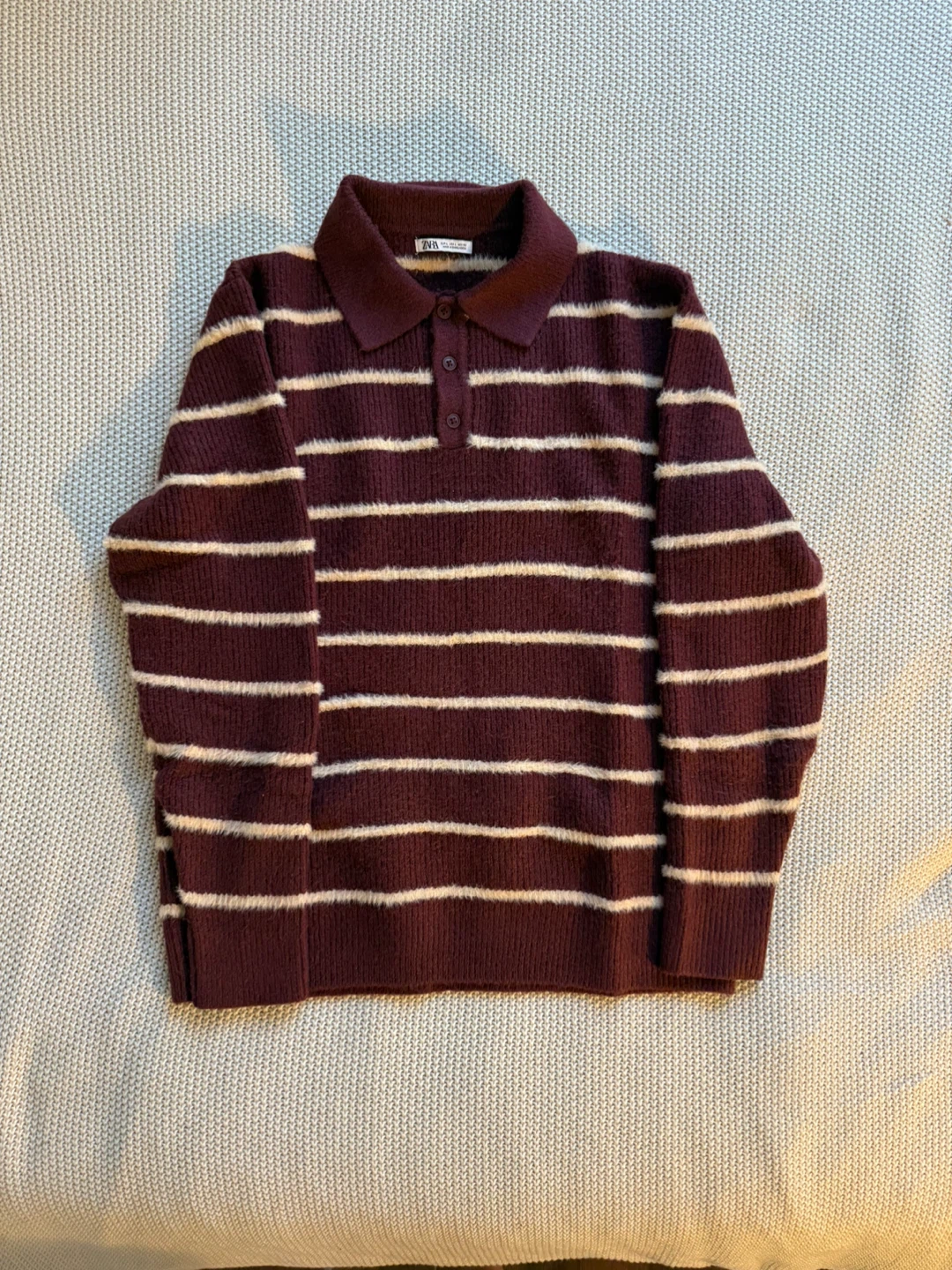 Zara Striped Textured Knit Polo Shirt - photo 2