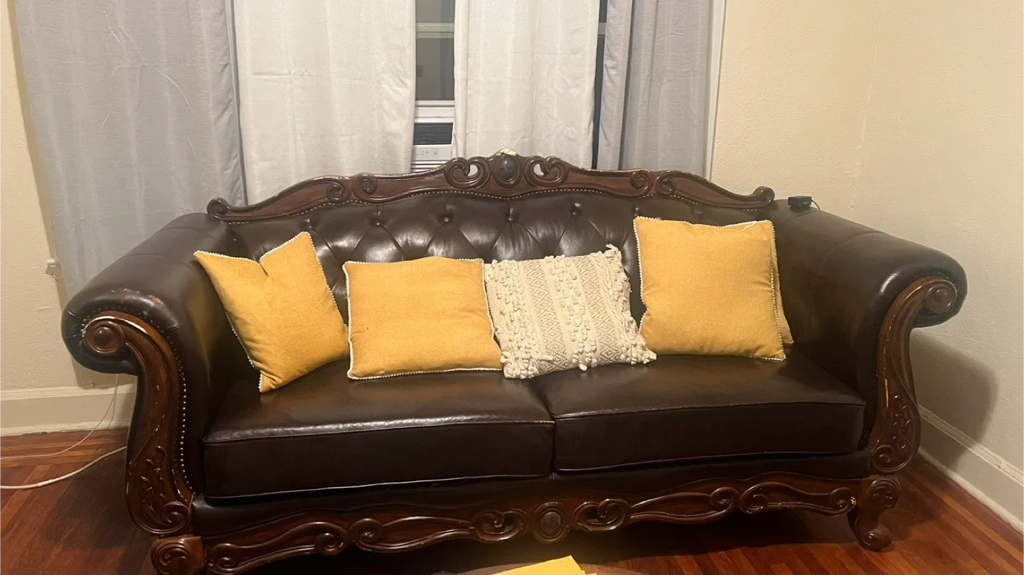 Brown Ornate Sofa and Chair Set (Pickup only) image indicator(3)