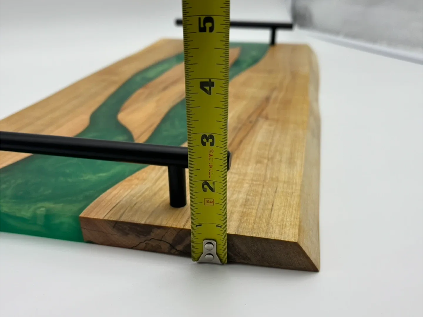 Handmade Wood & Green Resin Serving Tray image indicator(6)